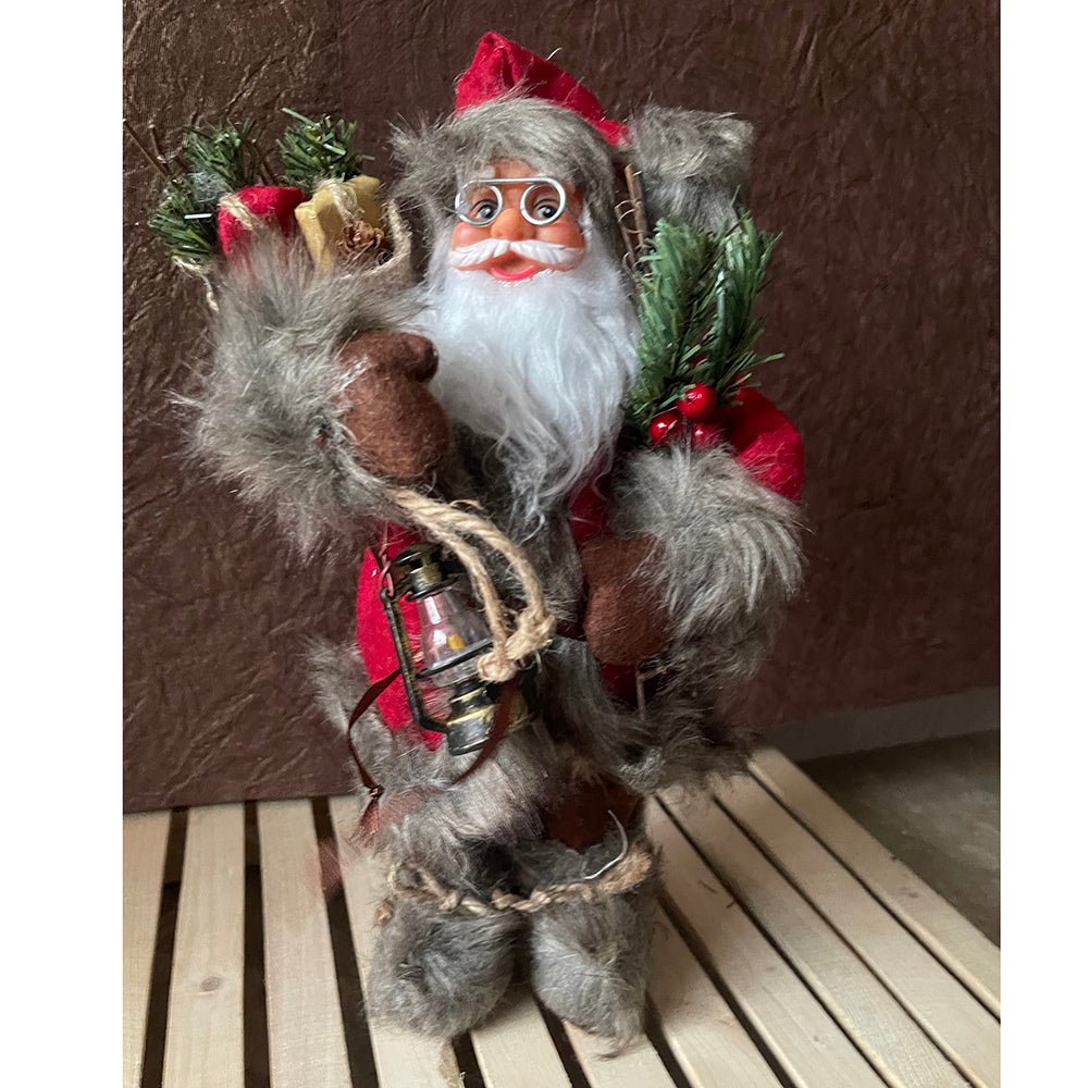 30cms Marron & Grey Furry Santa Claus Self Standing Christmas Table Décor & Christmas Decoration - Little Surprise Box30cms Marron & Grey Furry Santa Claus Self Standing Christmas Table Décor & Christmas Decoration