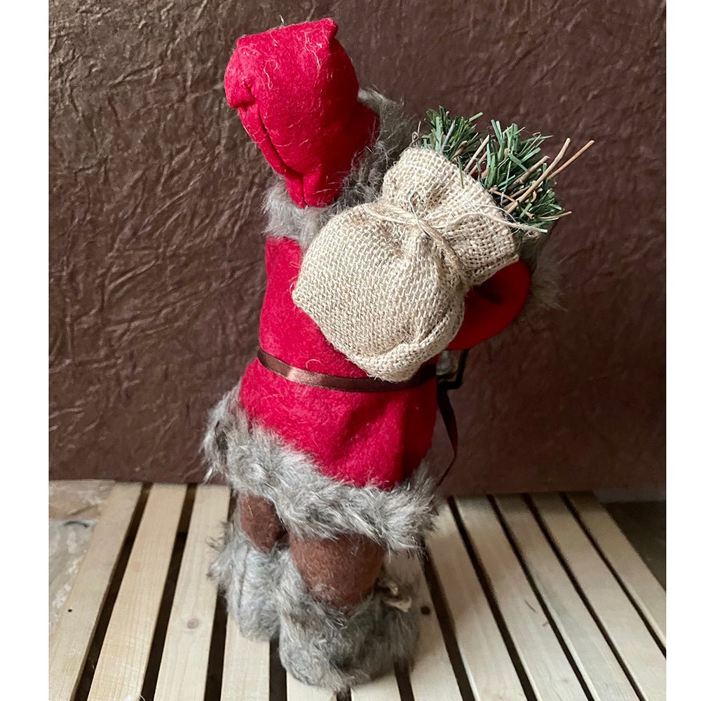 30cms Marron & Grey Furry Santa Claus Self Standing Christmas Table Décor & Christmas Decoration - Little Surprise Box30cms Marron & Grey Furry Santa Claus Self Standing Christmas Table Décor & Christmas Decoration