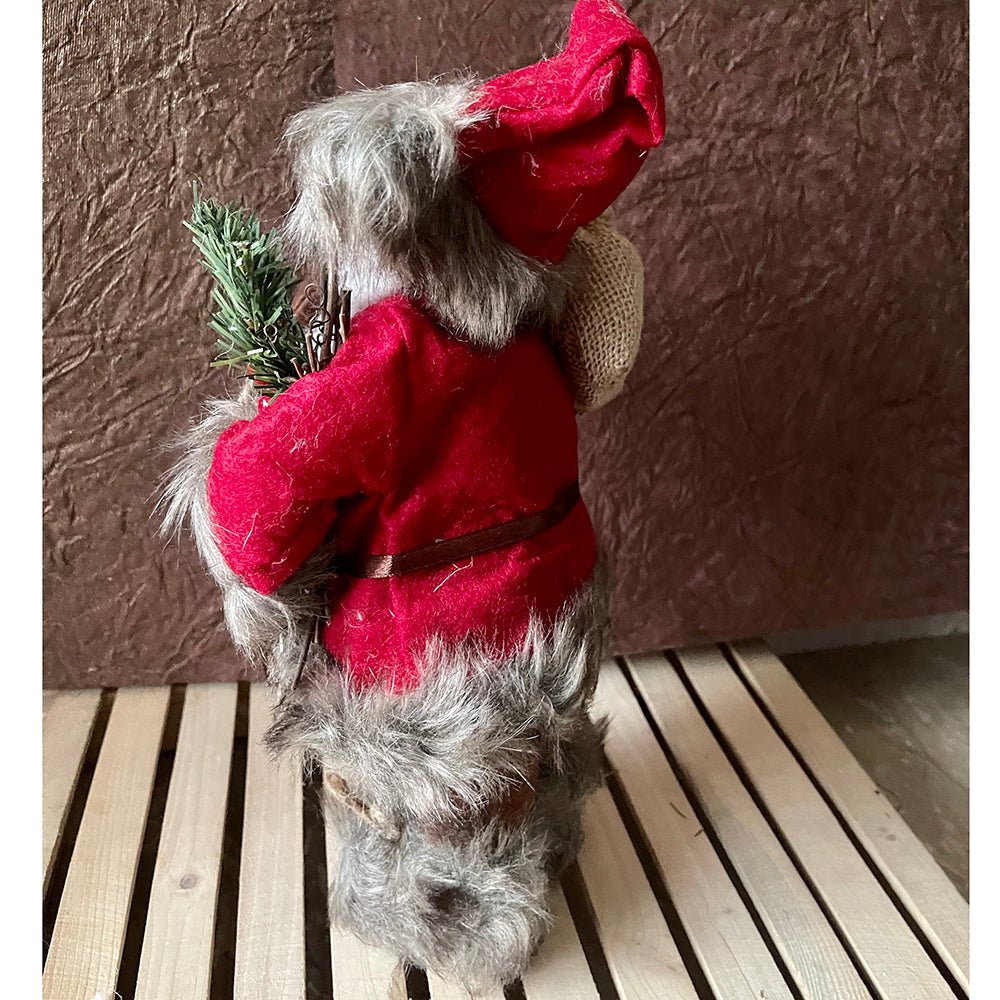 30cms Marron & Grey Furry Santa Claus Self Standing Christmas Table Décor & Christmas Decoration - Little Surprise Box30cms Marron & Grey Furry Santa Claus Self Standing Christmas Table Décor & Christmas Decoration