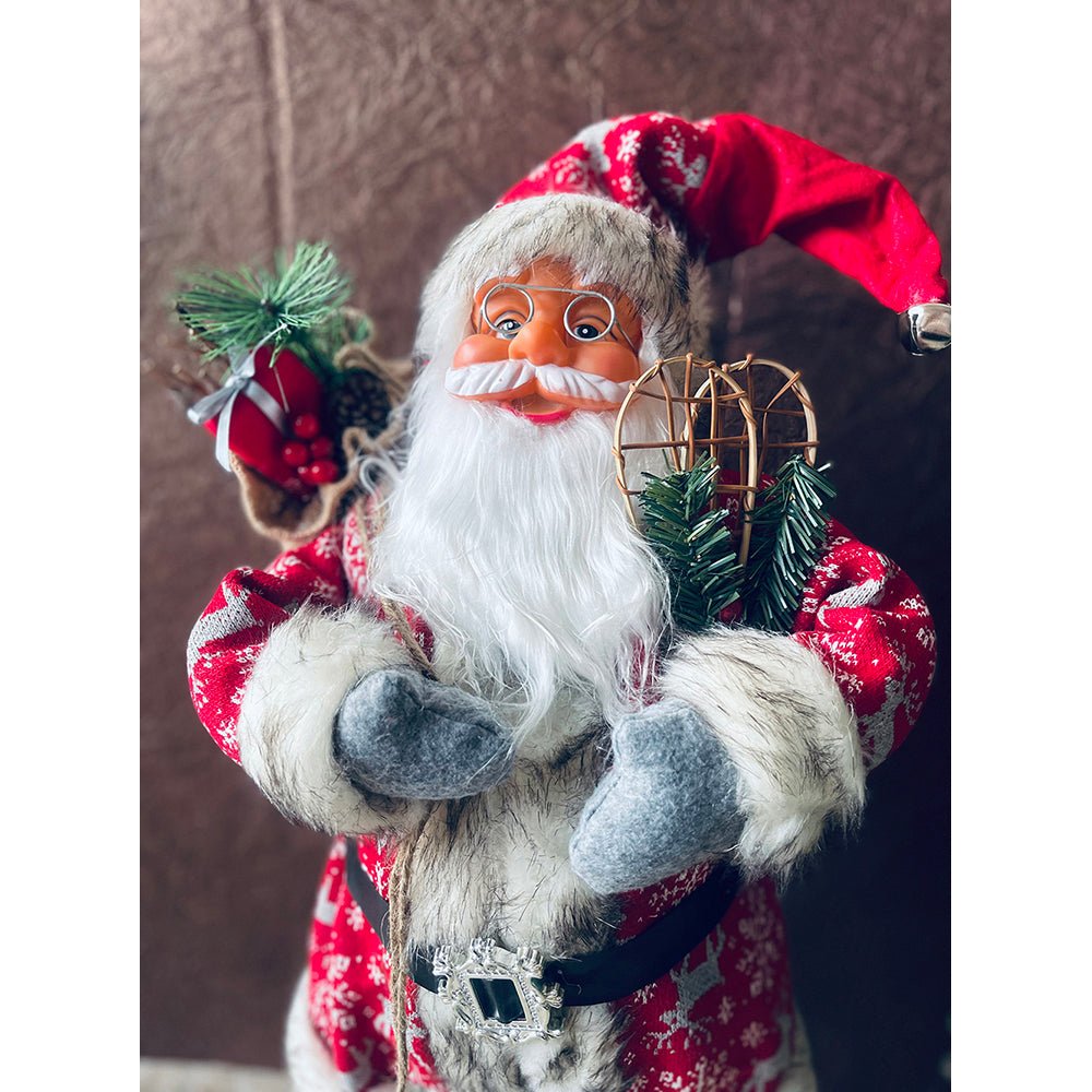 30cms Red Snowflakes & White Furry Santa Claus Self Standing Christmas Table Décor & Christmas Decoration - Little Surprise Box30cms Red Snowflakes & White Furry Santa Claus Self Standing Christmas Table Décor & Christmas Decoration