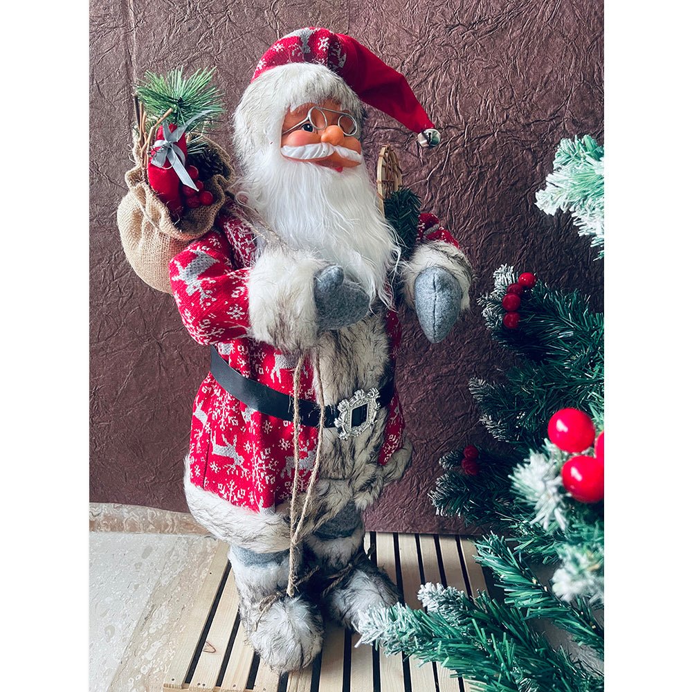 30cms Red Snowflakes & White Furry Santa Claus Self Standing Christmas Table Décor & Christmas Decoration - Little Surprise Box30cms Red Snowflakes & White Furry Santa Claus Self Standing Christmas Table Décor & Christmas Decoration