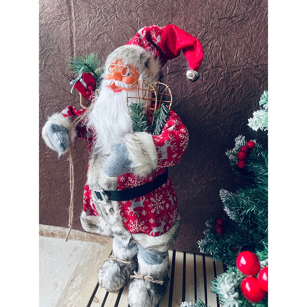 30cms Red Snowflakes & White Furry Santa Claus Self Standing Christmas Table Décor & Christmas Decoration - Little Surprise Box30cms Red Snowflakes & White Furry Santa Claus Self Standing Christmas Table Décor & Christmas Decoration
