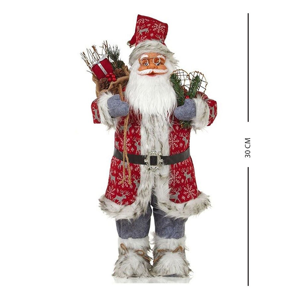 30cms Red Snowflakes & White Furry Santa Claus Self Standing Christmas Table Décor & Christmas Decoration - Little Surprise Box30cms Red Snowflakes & White Furry Santa Claus Self Standing Christmas Table Décor & Christmas Decoration