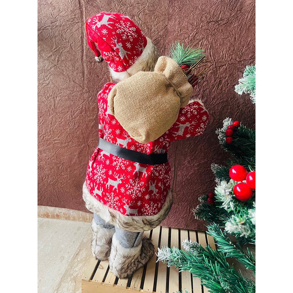 30cms Red Snowflakes & White Furry Santa Claus Self Standing Christmas Table Décor & Christmas Decoration - Little Surprise Box30cms Red Snowflakes & White Furry Santa Claus Self Standing Christmas Table Décor & Christmas Decoration