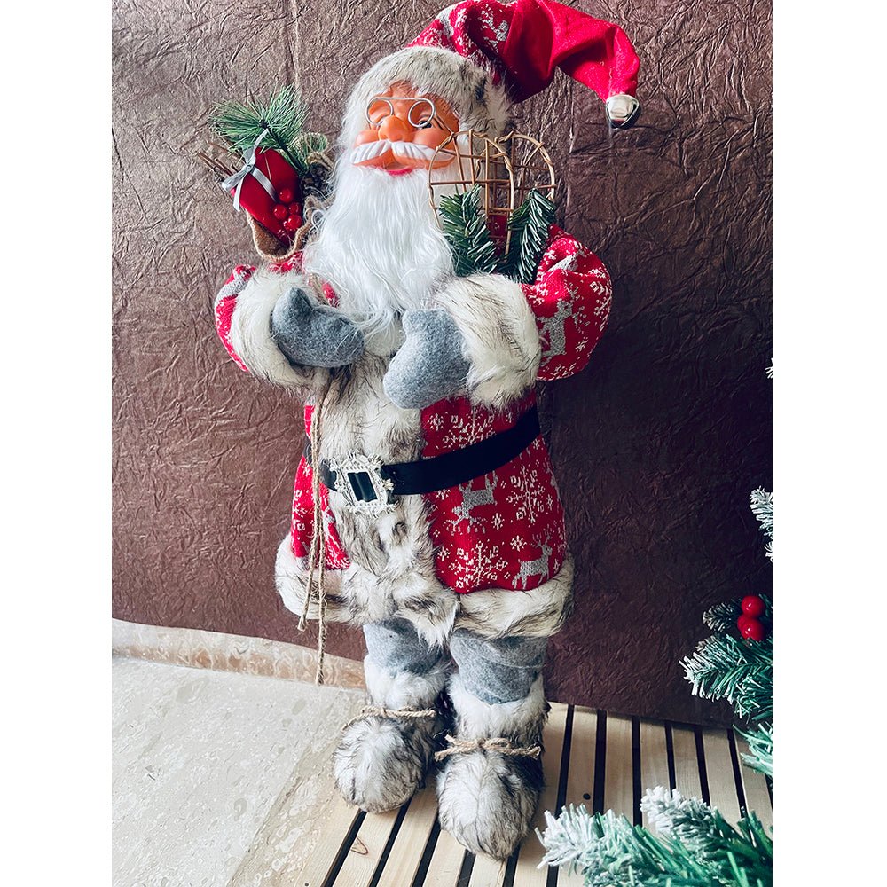 30cms Red Snowflakes & White Furry Santa Claus Self Standing Christmas Table Décor & Christmas Decoration - Little Surprise Box30cms Red Snowflakes & White Furry Santa Claus Self Standing Christmas Table Décor & Christmas Decoration