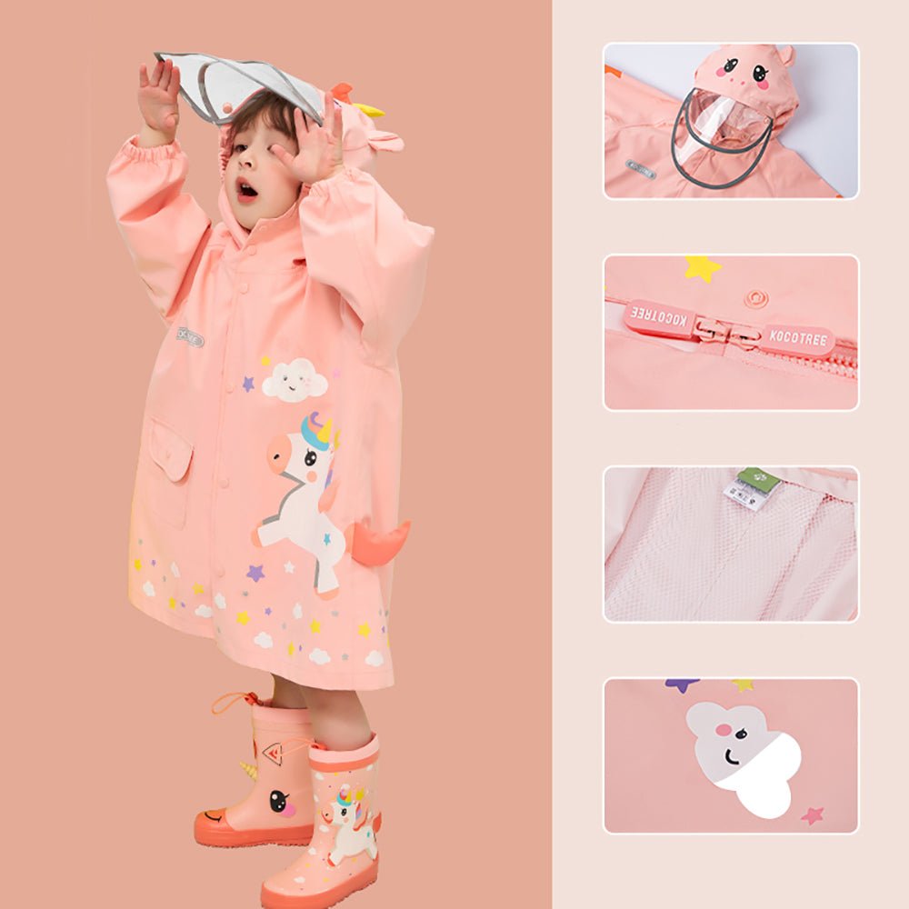 3D Peach Unicorn Kids Raincoat - Little Surprise Box3D Peach Unicorn Kids Raincoat