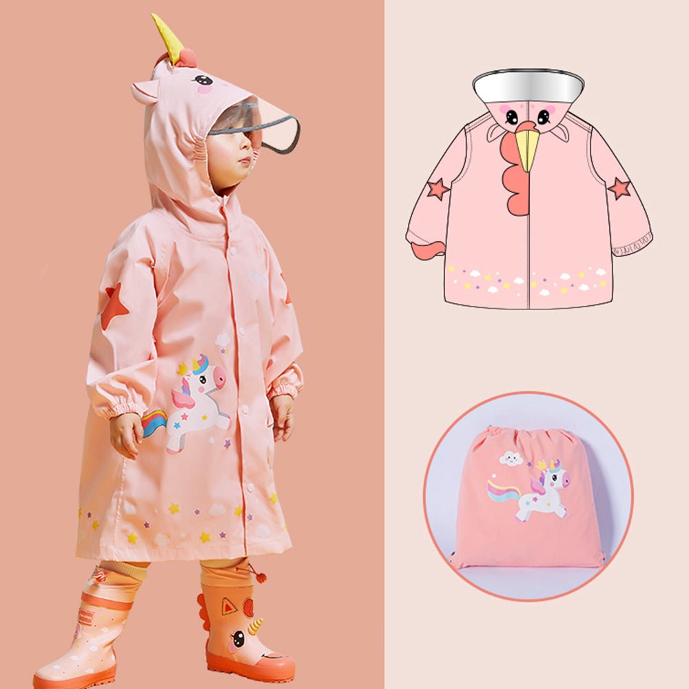 3D Peach Unicorn Kids Raincoat - Little Surprise Box3D Peach Unicorn Kids Raincoat