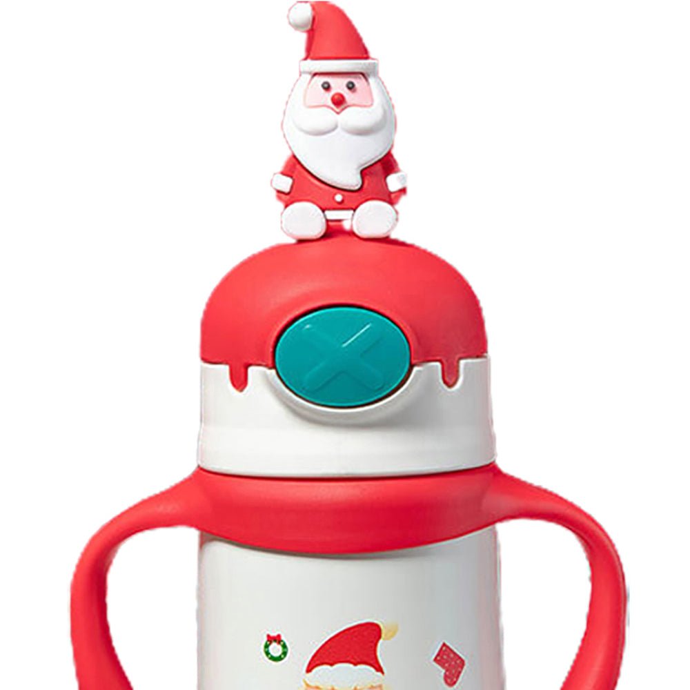 3d Santa Head Christmas Theme Stainless Steel Water Bottle with handle for Infants and Toddlers, White ,360ml - Little Surprise Box3d Santa Head Christmas Theme Stainless Steel Water Bottle with handle for Infants and Toddlers, White ,360ml