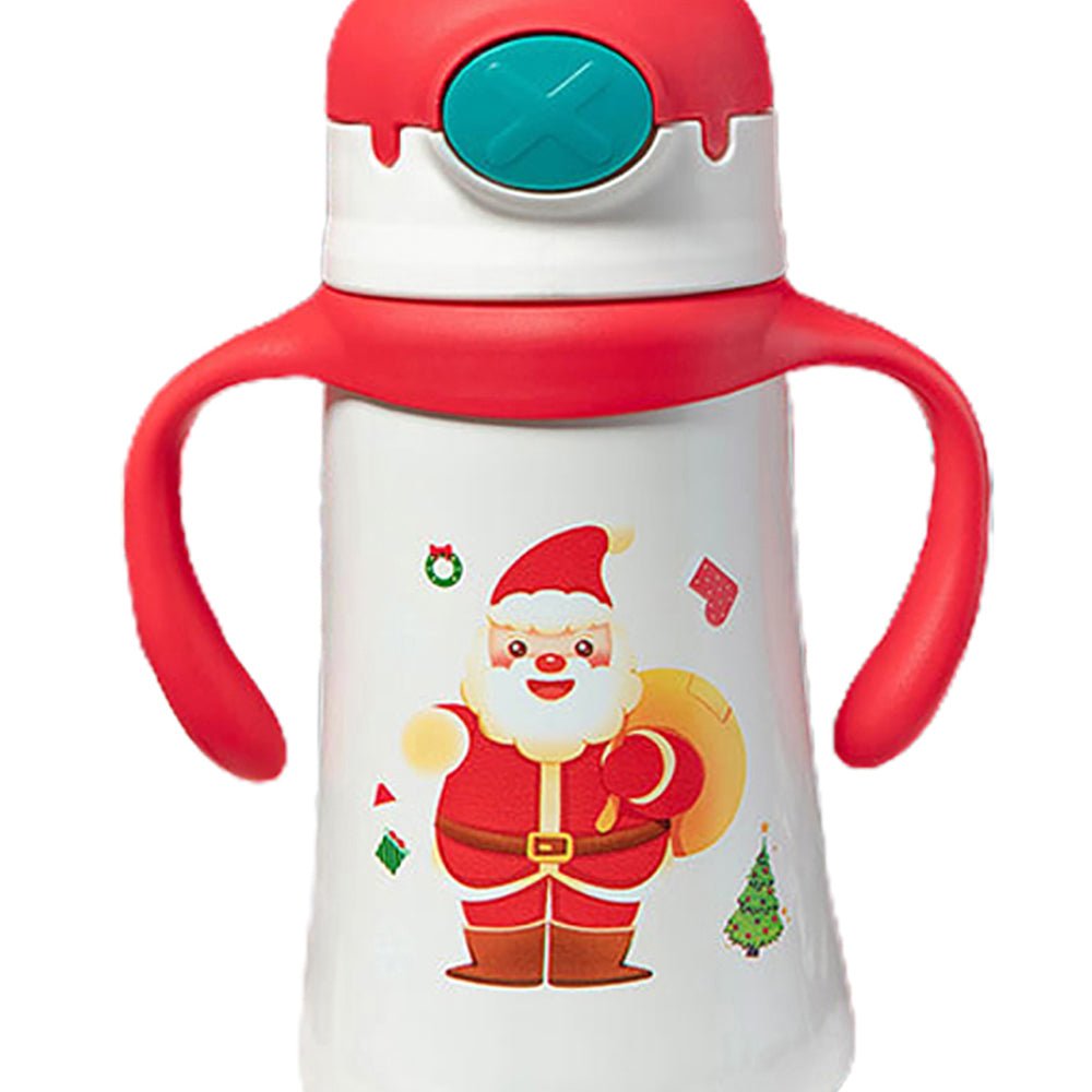 3d Santa Head Christmas Theme Stainless Steel Water Bottle with handle for Infants and Toddlers, White ,360ml - Little Surprise Box3d Santa Head Christmas Theme Stainless Steel Water Bottle with handle for Infants and Toddlers, White ,360ml