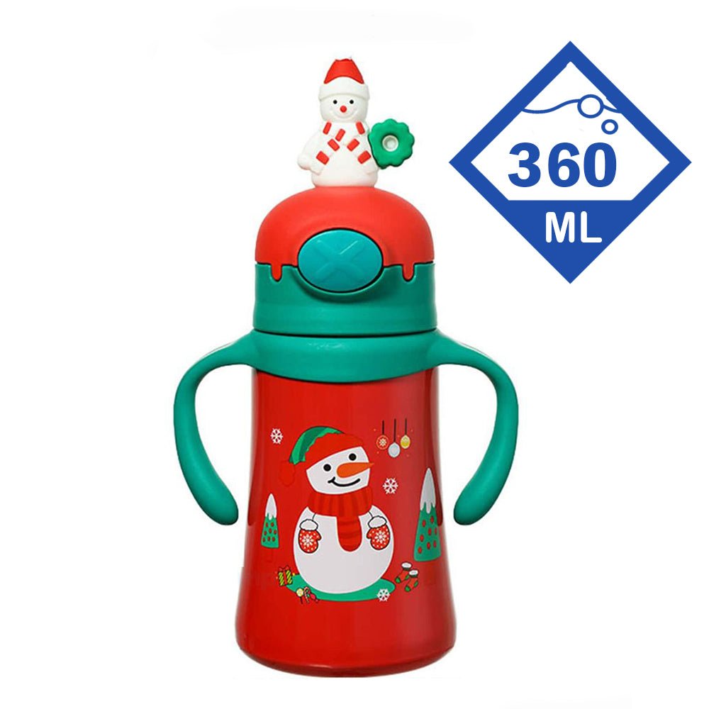 3d Snowman Head Christmas Theme Stainless Steel Water Bottle with handle for Infants and Toddlers, Red ,360ml - Little Surprise Box3d Snowman Head Christmas Theme Stainless Steel Water Bottle with handle for Infants and Toddlers, Red ,360ml