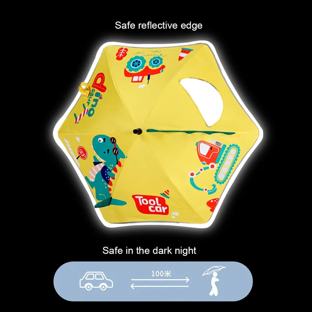 3d Tail Cool Dino Transparent Patch Kids Umbrella, 2-6 years, Yellow - Little Surprise Box3d Tail Cool Dino Transparent Patch Kids Umbrella, 2-6 years, Yellow