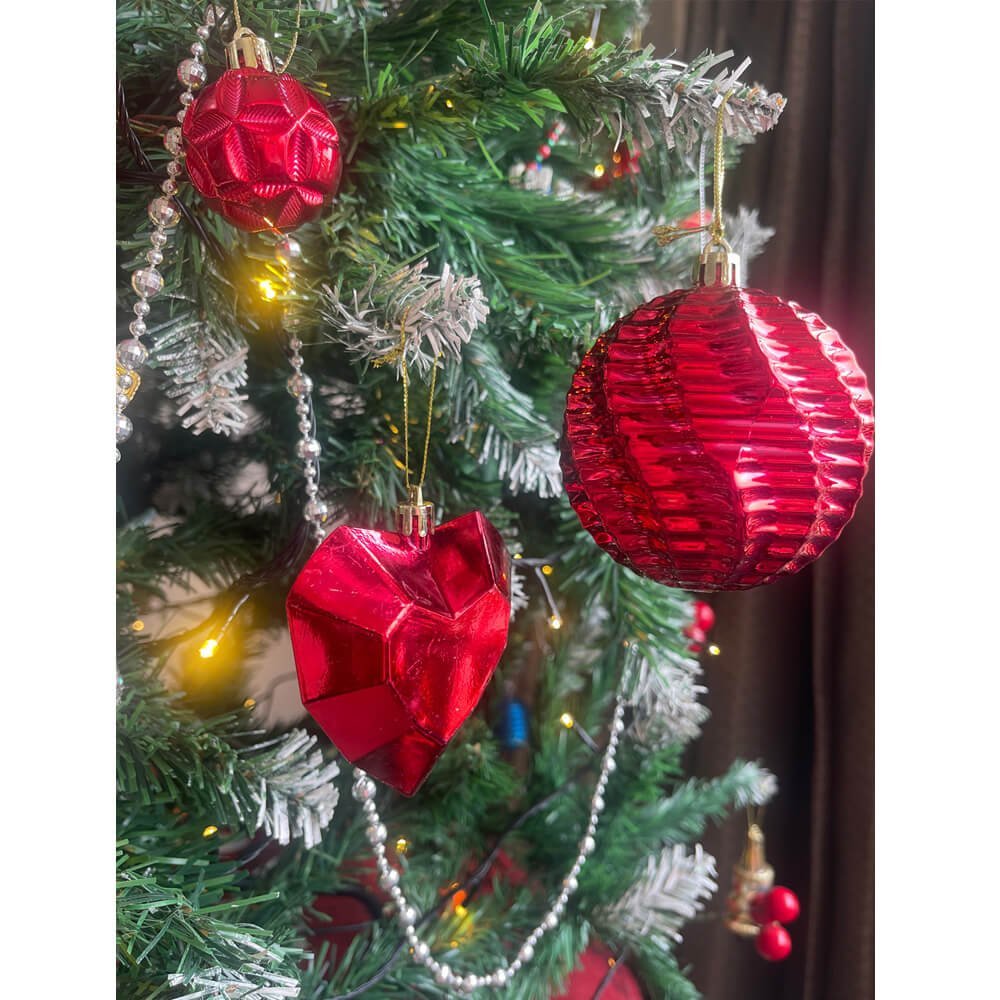 40 pcs Deep Shiny Red Theme Hanging Christmas Tree Ornaments