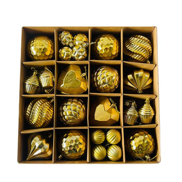 40 pcs Shiny Gold Theme Hanging Christmas Tree Ornaments - Little Surprise Box40 pcs Shiny Gold Theme Hanging Christmas Tree Ornaments