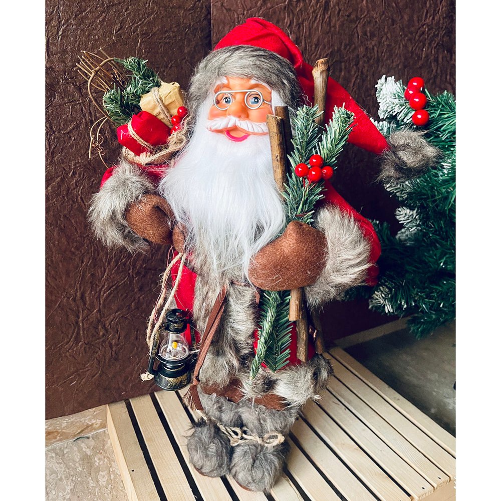 45cms Marron & Grey Furry Santa Claus Self Standing Christmas Table Décor & Christmas Decoration - Little Surprise Box45cms Marron & Grey Furry Santa Claus Self Standing Christmas Table Décor & Christmas Decoration