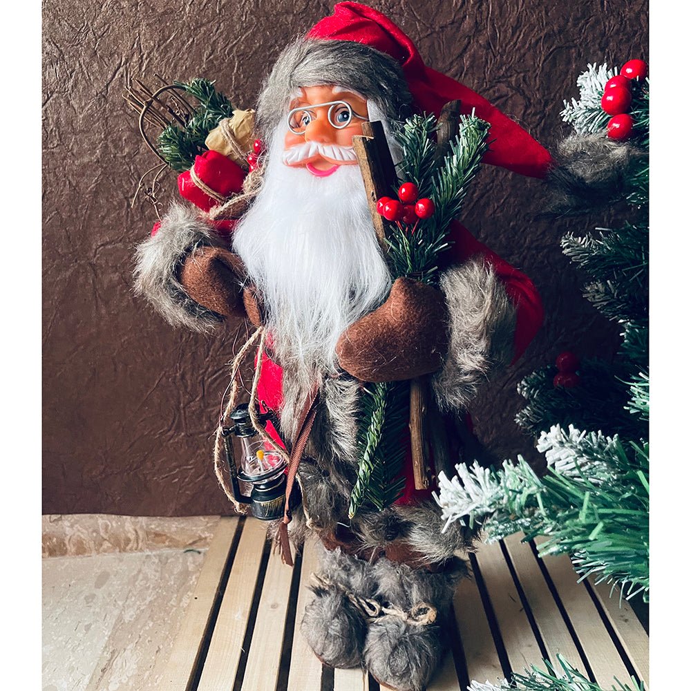 45cms Marron & Grey Furry Santa Claus Self Standing Christmas Table Décor & Christmas Decoration - Little Surprise Box45cms Marron & Grey Furry Santa Claus Self Standing Christmas Table Décor & Christmas Decoration