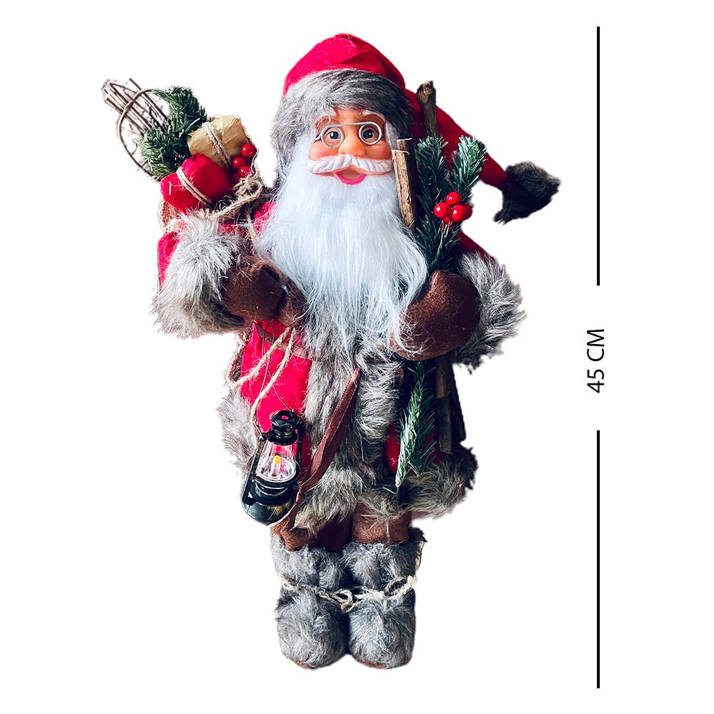 45cms Marron & Grey Furry Santa Claus Self Standing Christmas Table Décor & Christmas Decoration - Little Surprise Box45cms Marron & Grey Furry Santa Claus Self Standing Christmas Table Décor & Christmas Decoration