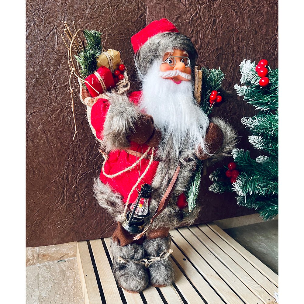 45cms Marron & Grey Furry Santa Claus Self Standing Christmas Table Décor & Christmas Decoration - Little Surprise Box45cms Marron & Grey Furry Santa Claus Self Standing Christmas Table Décor & Christmas Decoration