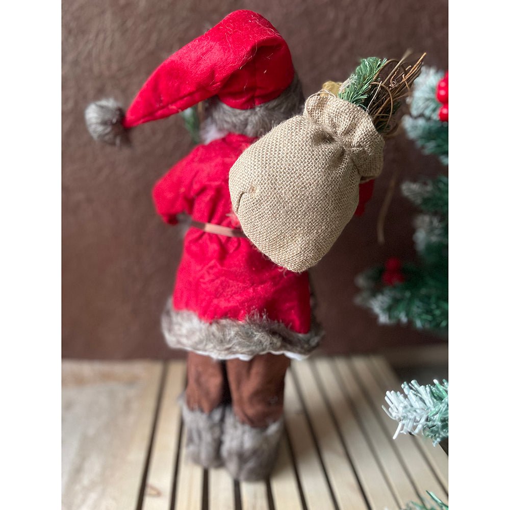 45cms Marron & Grey Furry Santa Claus Self Standing Christmas Table Décor & Christmas Decoration - Little Surprise Box45cms Marron & Grey Furry Santa Claus Self Standing Christmas Table Décor & Christmas Decoration