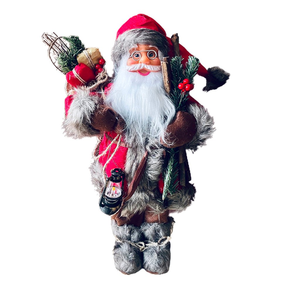 45cms Marron & Grey Furry Santa Claus Self Standing Christmas Table Décor & Christmas Decoration - Little Surprise Box45cms Marron & Grey Furry Santa Claus Self Standing Christmas Table Décor & Christmas Decoration