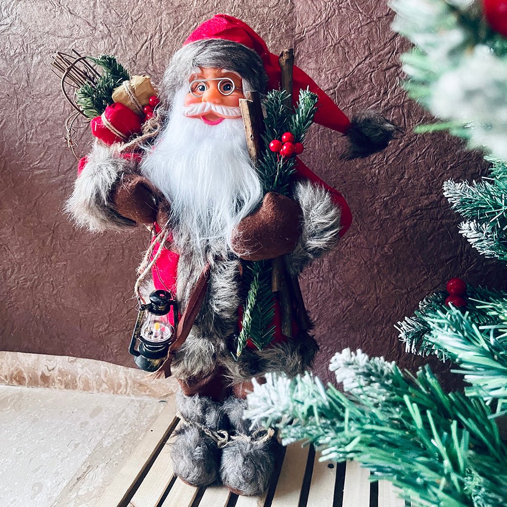 45cms Marron & Grey Furry Santa Claus Self Standing Christmas Table Décor & Christmas Decoration - Little Surprise Box45cms Marron & Grey Furry Santa Claus Self Standing Christmas Table Décor & Christmas Decoration