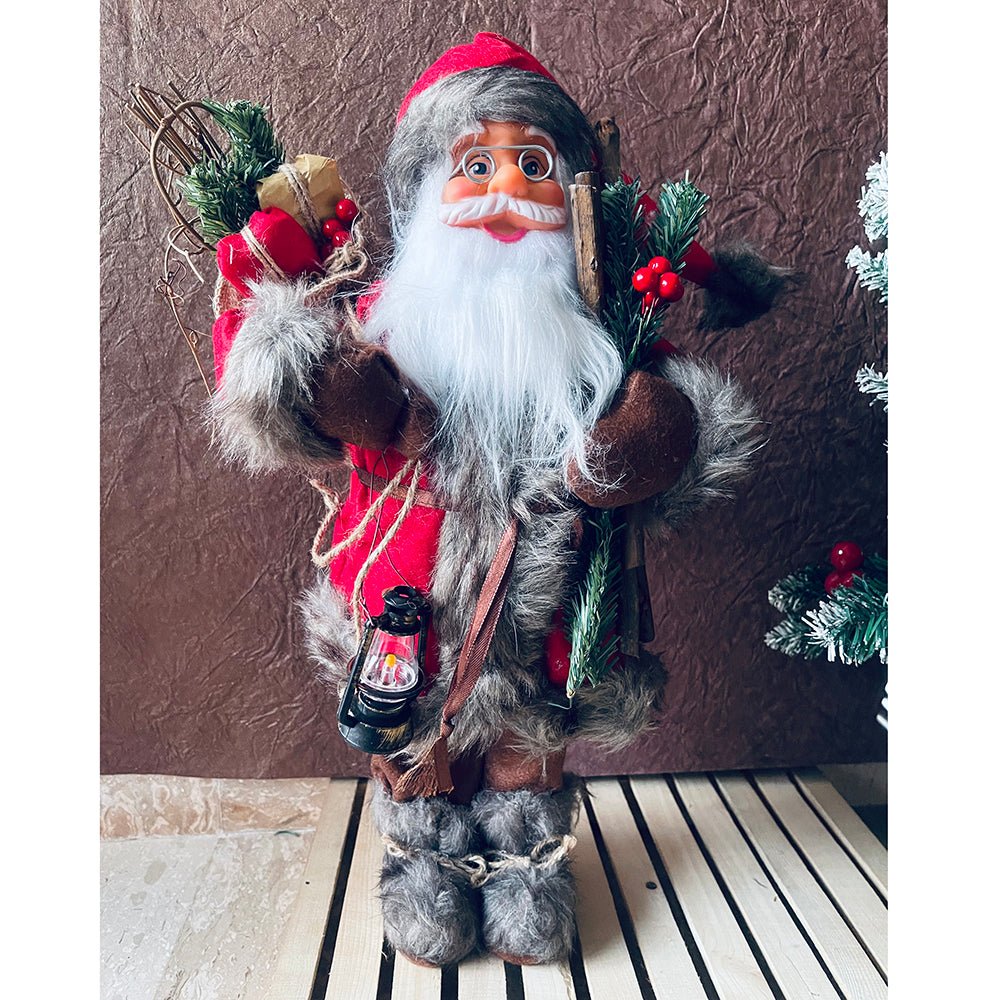 45cms Marron & Grey Furry Santa Claus Self Standing Christmas Table Décor & Christmas Decoration - Little Surprise Box45cms Marron & Grey Furry Santa Claus Self Standing Christmas Table Décor & Christmas Decoration