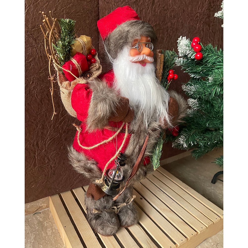 45cms Marron & Grey Furry Santa Claus Self Standing Christmas Table Décor & Christmas Decoration - Little Surprise Box45cms Marron & Grey Furry Santa Claus Self Standing Christmas Table Décor & Christmas Decoration
