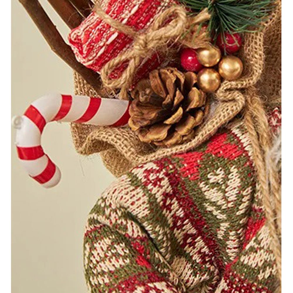 45cms Olive & Red Furry Santa Claus Self Standing Christmas Table Décor & Christmas Decoration - Little Surprise Box45cms Olive & Red Furry Santa Claus Self Standing Christmas Table Décor & Christmas Decoration