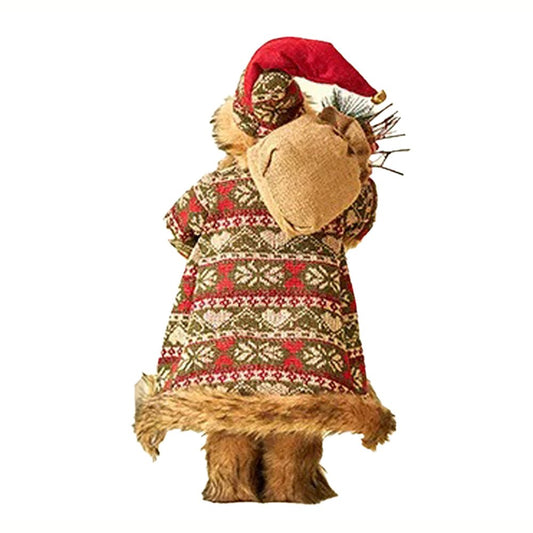 45cms Olive & Red Furry Santa Claus Self Standing Christmas Table Décor & Christmas Decoration - Little Surprise Box45cms Olive & Red Furry Santa Claus Self Standing Christmas Table Décor & Christmas Decoration