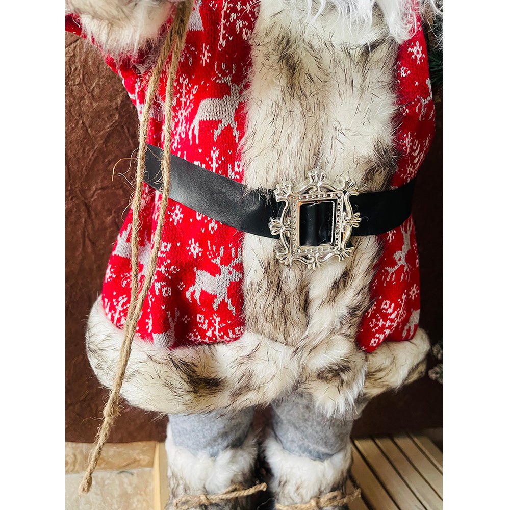 45cms Red Snowflakes & White Furry Santa Claus Self Standing Christmas Table Décor & Christmas Decoration - Little Surprise Box45cms Red Snowflakes & White Furry Santa Claus Self Standing Christmas Table Décor & Christmas Decoration