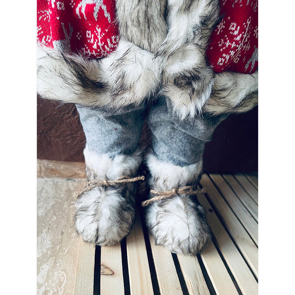 45cms Red Snowflakes & White Furry Santa Claus Self Standing Christmas Table Décor & Christmas Decoration - Little Surprise Box45cms Red Snowflakes & White Furry Santa Claus Self Standing Christmas Table Décor & Christmas Decoration