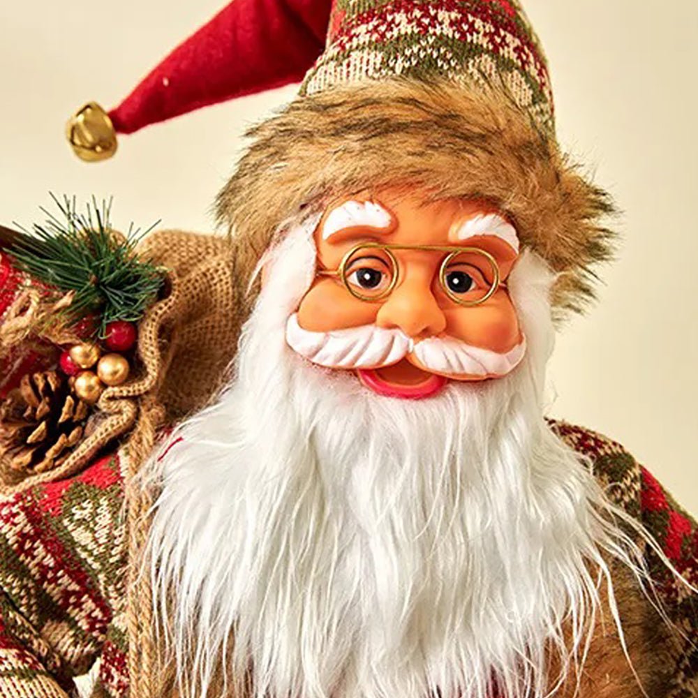 64 cms Olive & Red Furry Santa Claus Self Standing Christmas Table Décor & Christmas Decoration - Little Surprise Box64 cms Olive & Red Furry Santa Claus Self Standing Christmas Table Décor & Christmas Decoration
