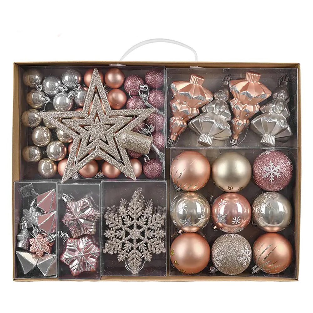 70 pcs Bronze Metal Shaded Big Star themed Christmas Ball Tree ornaments XMAS Decoration Set - Little Surprise Box70 pcs Bronze Metal Shaded Big Star themed Christmas Ball Tree ornaments XMAS Decoration Set