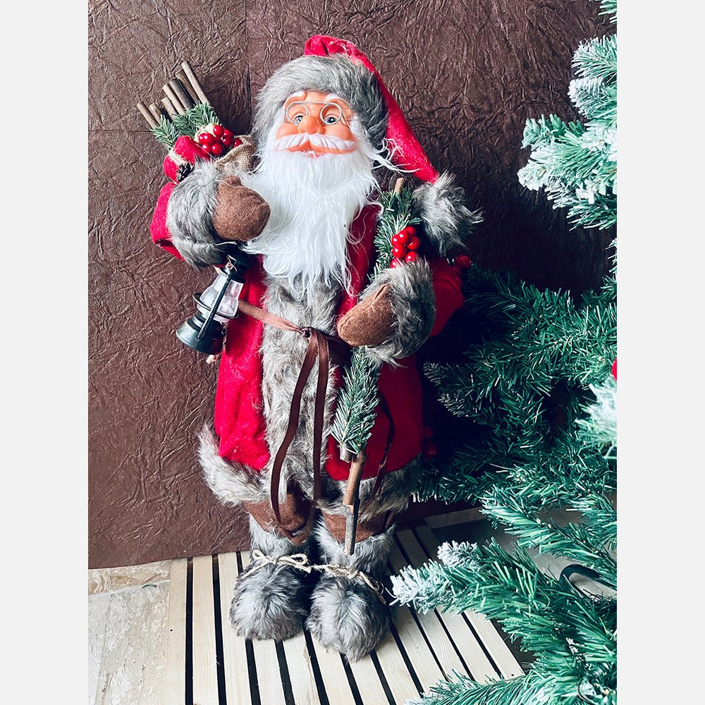 70cms Marron & Grey Furry Santa Claus Self Standing Christmas Table Décor & Christmas Decoration - Little Surprise Box70cms Marron & Grey Furry Santa Claus Self Standing Christmas Table Décor & Christmas Decoration