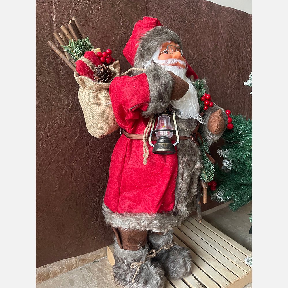 70cms Marron & Grey Furry Santa Claus Self Standing Christmas Table Décor & Christmas Decoration - Little Surprise Box70cms Marron & Grey Furry Santa Claus Self Standing Christmas Table Décor & Christmas Decoration