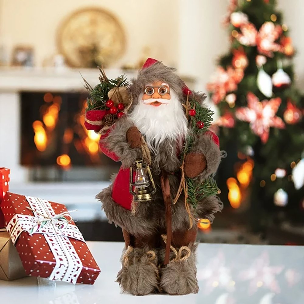 70cms Marron & Grey Furry Santa Claus Self Standing Christmas Table Décor & Christmas Decoration - Little Surprise Box70cms Marron & Grey Furry Santa Claus Self Standing Christmas Table Décor & Christmas Decoration