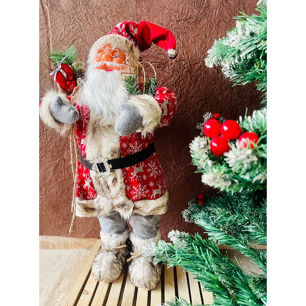 70cms Red Snowflakes & White Furry Santa Claus Self Standing Christmas Table Décor & Christmas Decoration - Little Surprise Box70cms Red Snowflakes & White Furry Santa Claus Self Standing Christmas Table Décor & Christmas Decoration