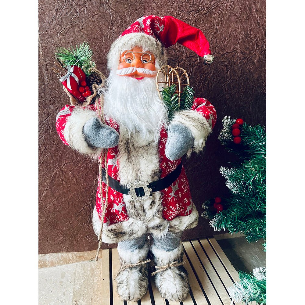 70cms Red Snowflakes & White Furry Santa Claus Self Standing Christmas Table Décor & Christmas Decoration - Little Surprise Box70cms Red Snowflakes & White Furry Santa Claus Self Standing Christmas Table Décor & Christmas Decoration