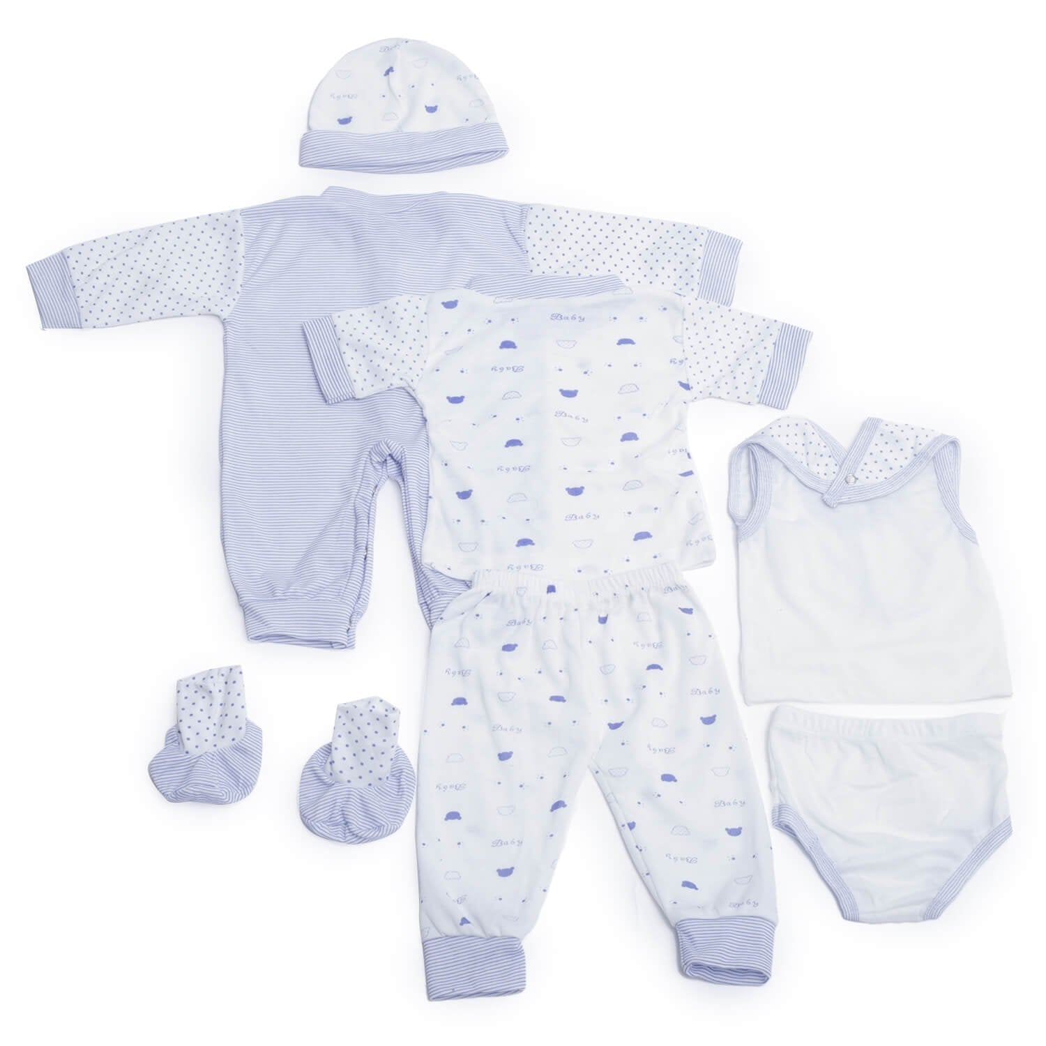 8 pcs Blue Bear Baby Girl/Boy Clothes Set (0-3 months) - Little Surprise Box8 pcs Blue Bear Baby Girl/Boy Clothes Set (0-3 months)