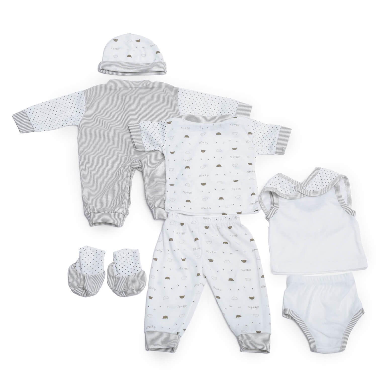 8 pcs Brown Bear Baby Girl/Boy Clothes Set (0-3 months)