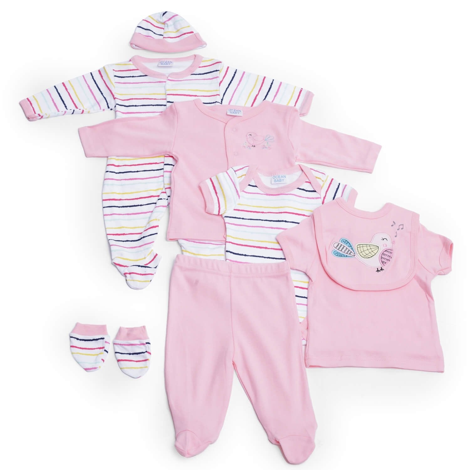 8 pcs Pink Bird Baby Girl/Boy Clothes Set - Little Surprise Box8 pcs Pink Bird Baby Girl/Boy Clothes Set