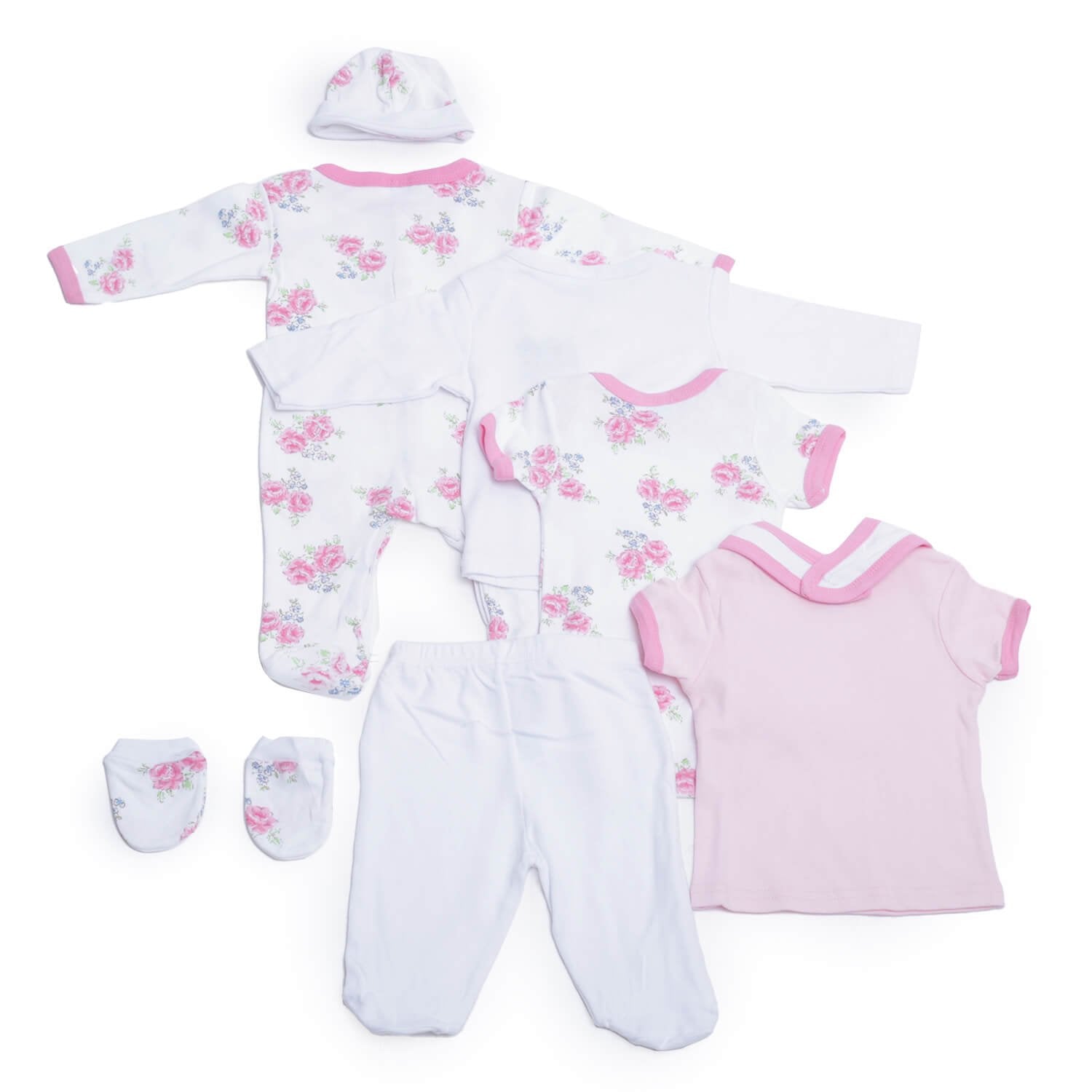 8 pcs Pink Floral Baby Girl/Boy Clothes Set - Little Surprise Box8 pcs Pink Floral Baby Girl/Boy Clothes Set