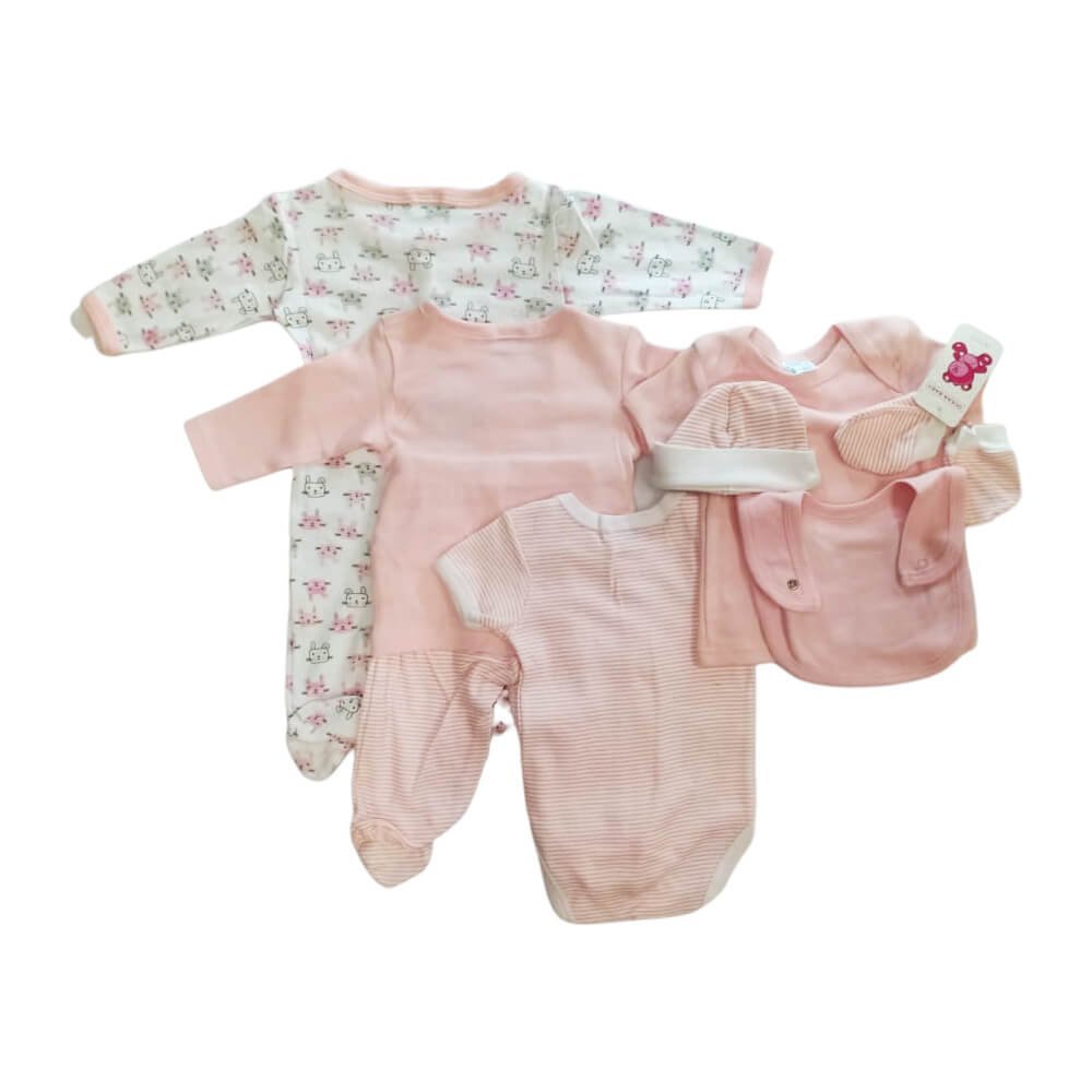 8 pcs Pink/Blue Cat Face Baby Girl/Boy Clothes Set