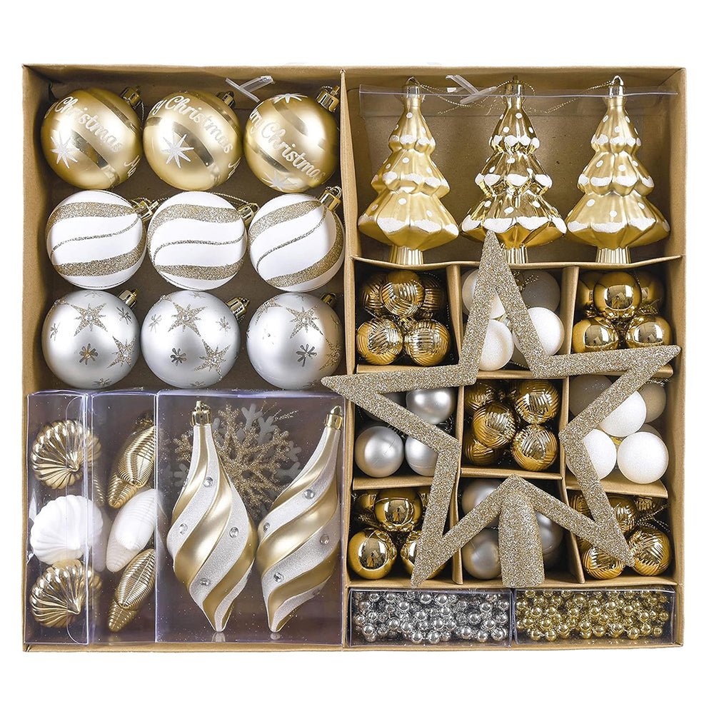 90 pcs Bronze Metal Shaded Big Star themed Christmas Ball Tree ornaments XMAS Decoration Set - Little Surprise Box90 pcs Bronze Metal Shaded Big Star themed Christmas Ball Tree ornaments XMAS Decoration Set