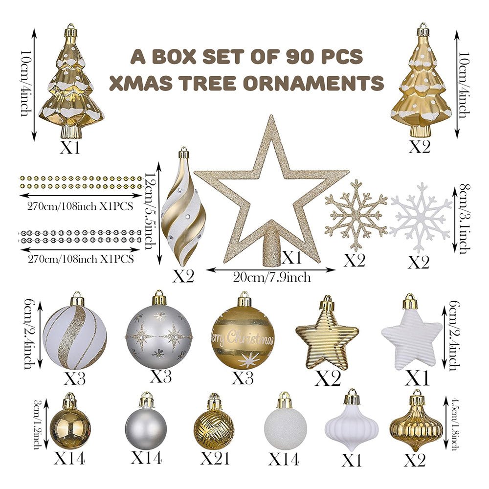 90 pcs Bronze Metal Shaded Big Star themed Christmas Ball Tree ornaments XMAS Decoration Set - Little Surprise Box90 pcs Bronze Metal Shaded Big Star themed Christmas Ball Tree ornaments XMAS Decoration Set