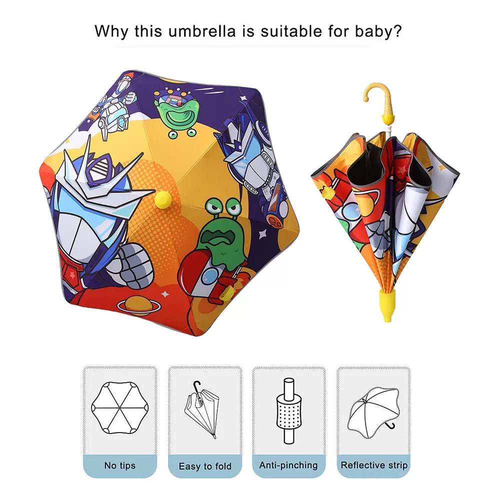 Aliens Space theme, Canopy Shape Umbrella for Kids, 5-12yrs - Little Surprise BoxAliens Space theme, Canopy Shape Umbrella for Kids, 5-12yrs
