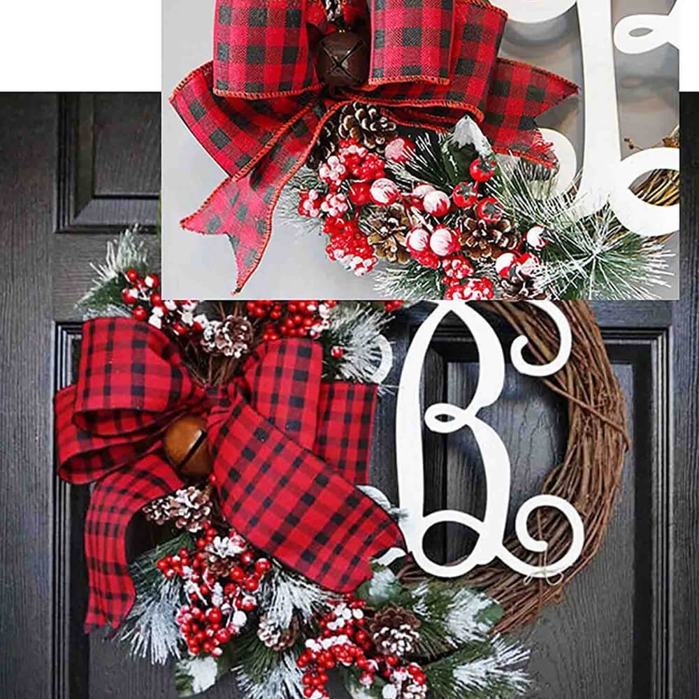 'B' Alphabet Style Artificial Christmas Wreath for Wall, Door and Tree Decor - Little Surprise Box'B' Alphabet Style Artificial Christmas Wreath for Wall, Door and Tree Decor