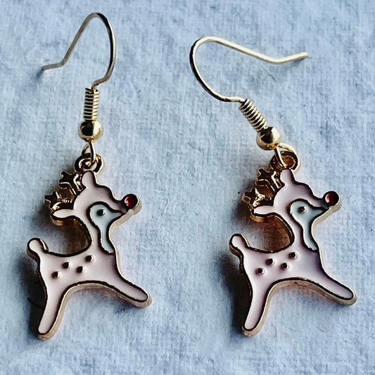 Baby Pink Doe the Deer Christmas Party Wear fashion accessories Earrings