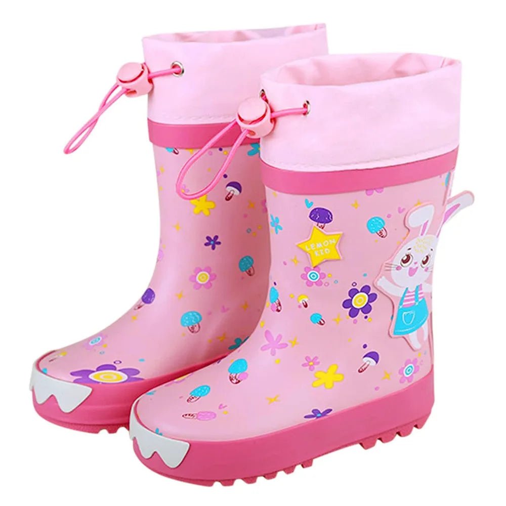 Baby Pink Rabbit Theme Flexible Rubber Rain Gumboots for Kids - Little Surprise BoxBaby Pink Rabbit Theme Flexible Rubber Rain Gumboots for Kids