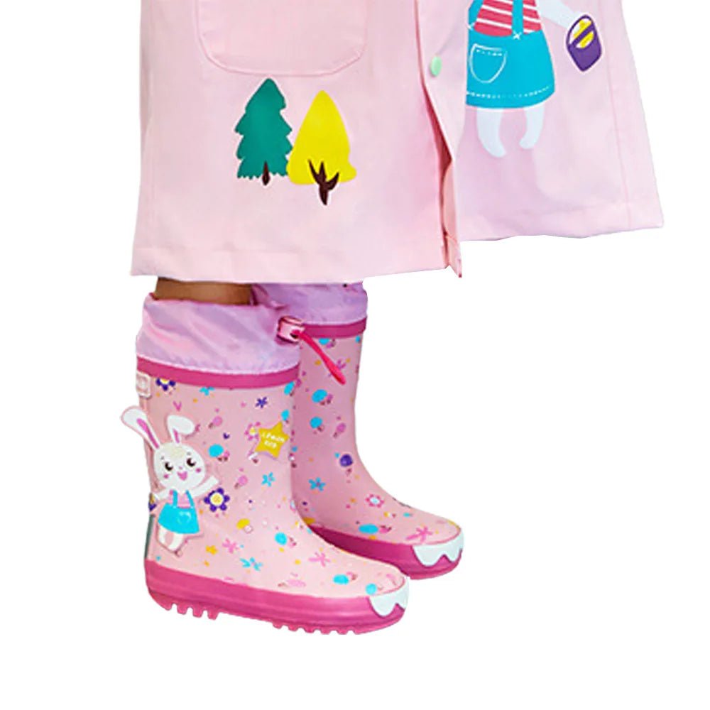Baby Pink Rabbit Theme Flexible Rubber Rain Gumboots for Kids - Little Surprise BoxBaby Pink Rabbit Theme Flexible Rubber Rain Gumboots for Kids