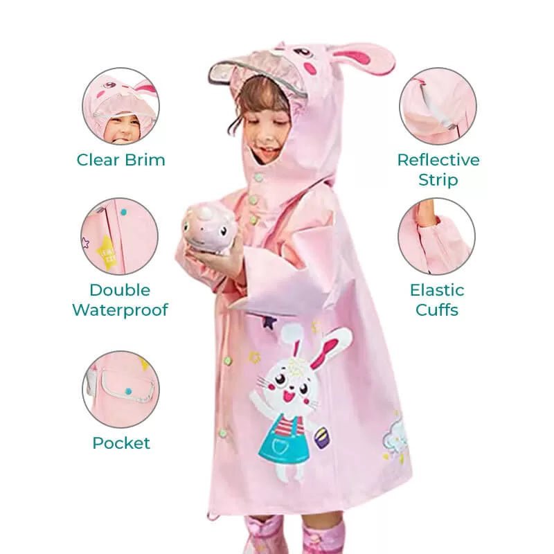 Baby Pink Rabbit Theme Raincoat for Kids - Little Surprise BoxBaby Pink Rabbit Theme Raincoat for Kids